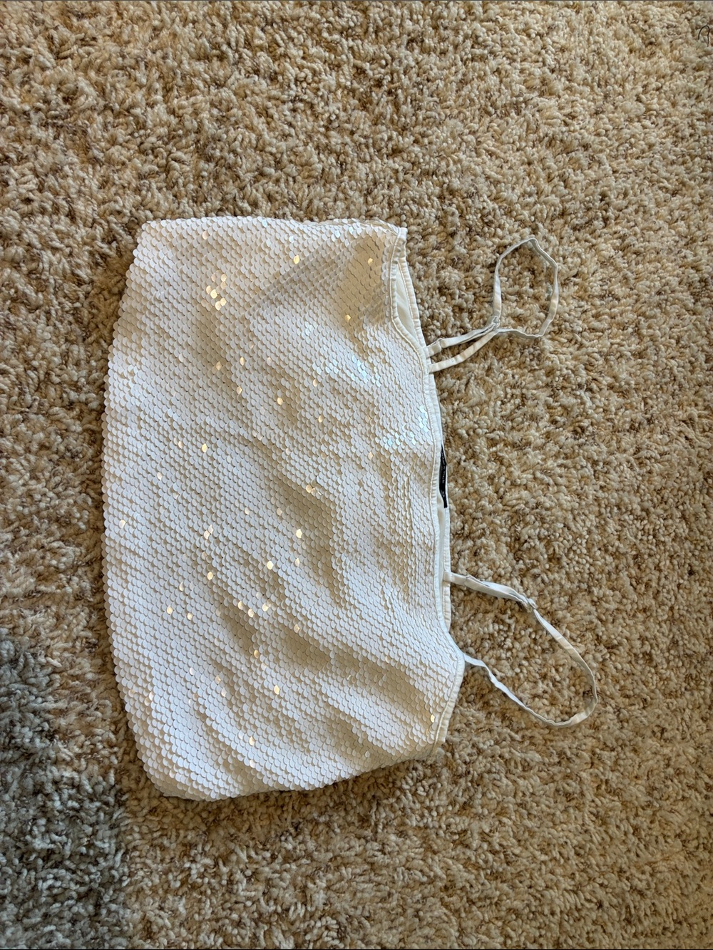 Abercrombie & Fitch White Sequin Strap Mini Skirt
